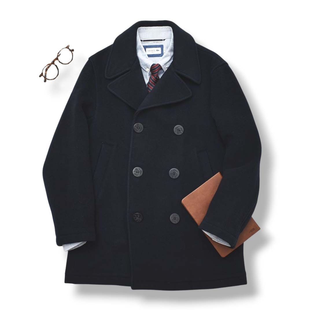 上質 ブルックスブラザーズ ウール ハーフ ダブルブレスト ピーコート S 紺
