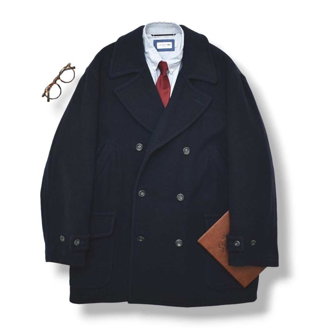 90s ジュン JUN ダブルブレスト ウール ハーフ ピーコート メンズ F