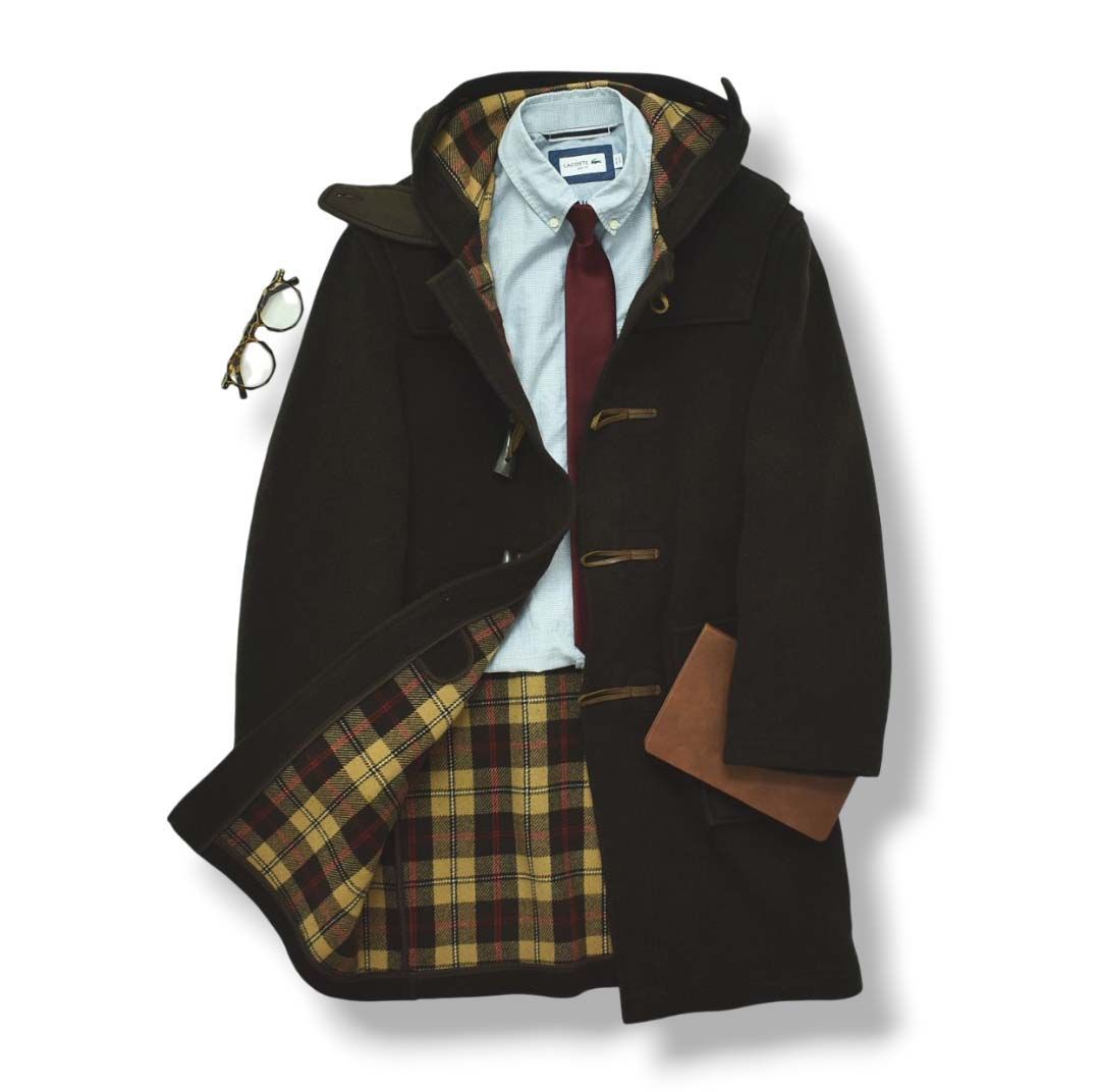 本格 英国製 グローバーオール Gloverall ウール ダッフルコート 茶