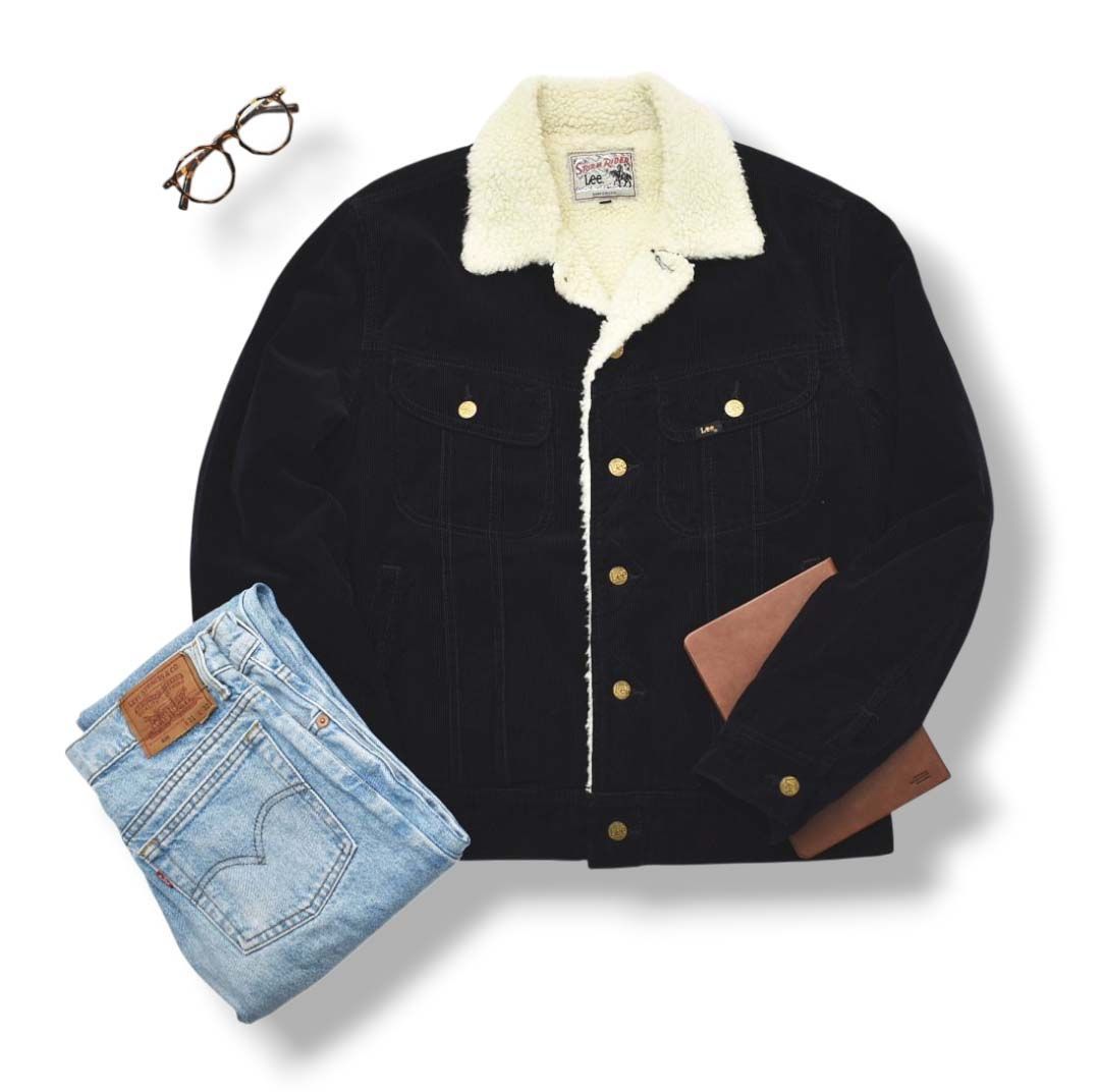 定番 リー Lee 裏ボア コーデュロイ ジャケット L ネイビー
