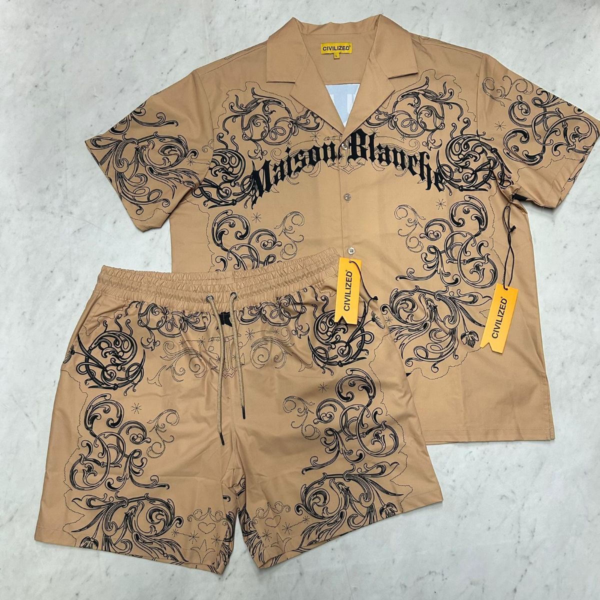 米国発 Civilized シヴィライズド Maison Blanche 半袖シャツ ショートパンツ セットアップ SET3