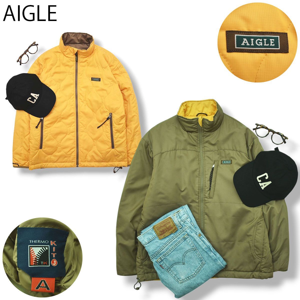 エーグル AIGLE リバーシブル ダウン ジャケット S - メルカリ