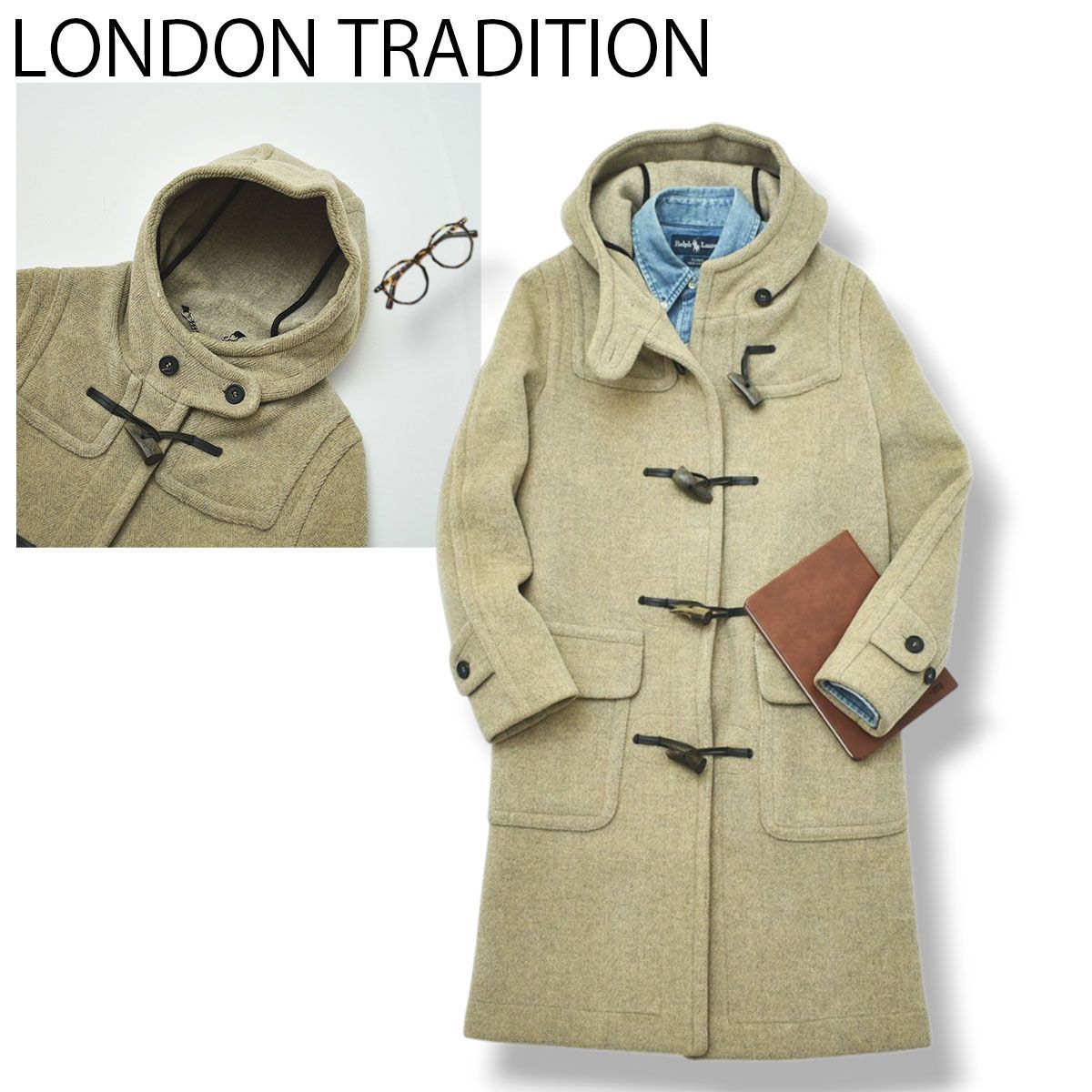 英国製 ロンドントラディション x シップス ダッフルコート ヘリンボーン