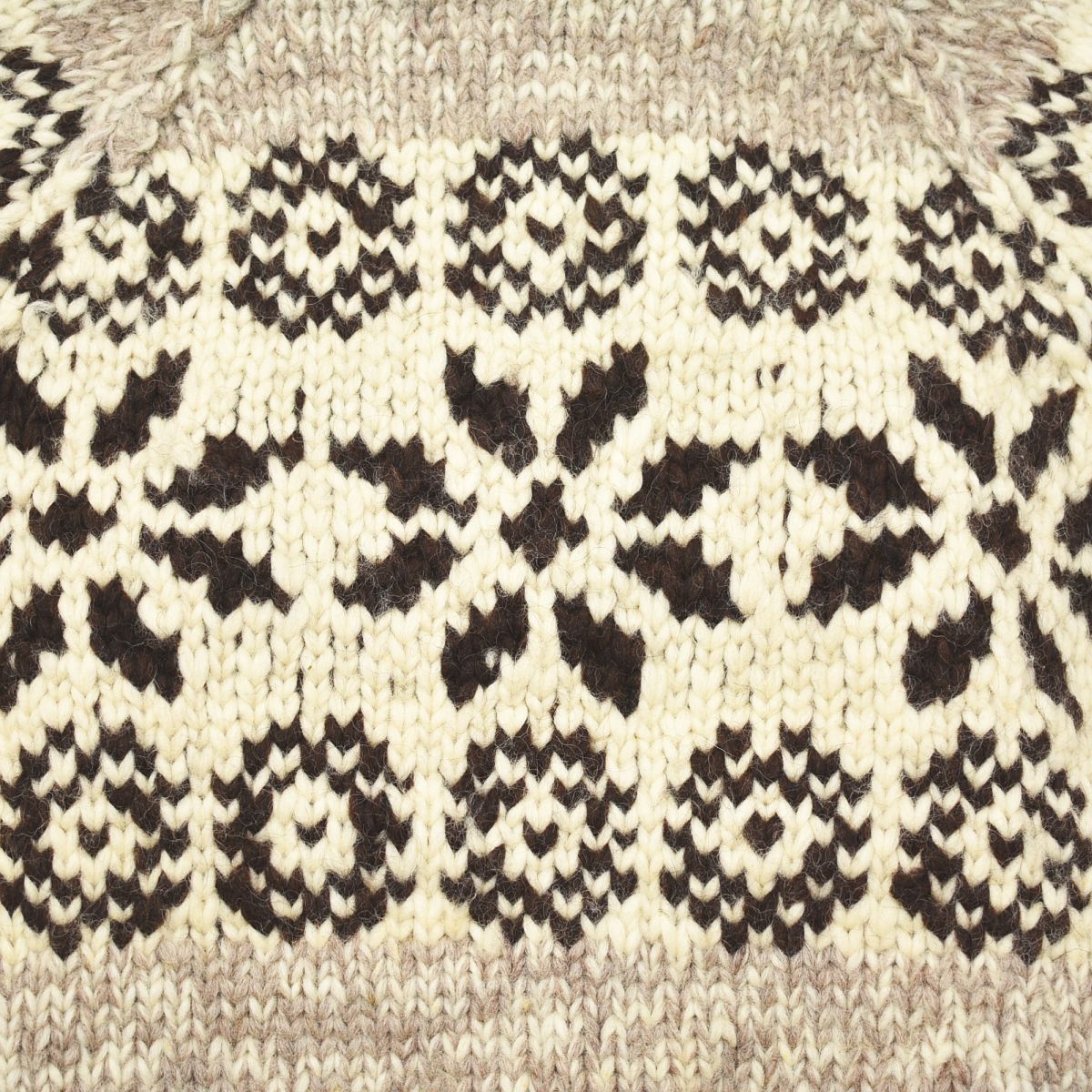  ヴィンテージ カナダ製 TUAK カウチンセーター ネイティブ柄 白 x 茶 長袖 カーディガン ボレロ アンサンブル