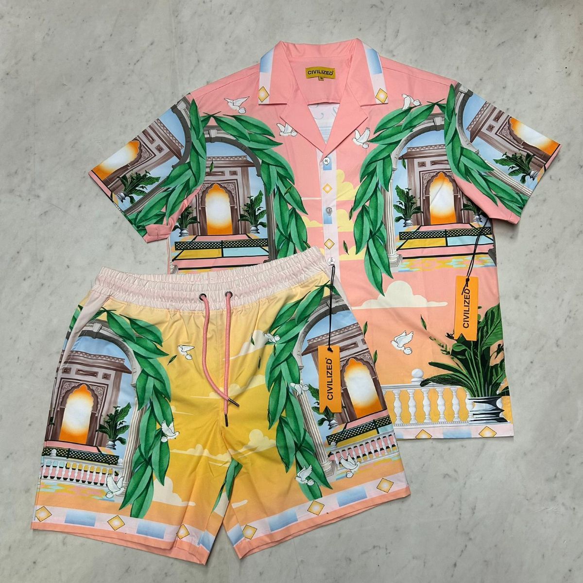 米国発 Civilized シヴィライズド Maison Blanche 半袖シャツ ショートパンツ セットアップ SET 4