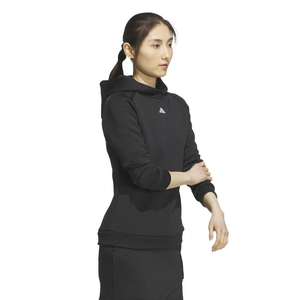  アディダスゴルフ ゴルフフーディー エンボスプリント ダンボールニット 長袖フーディー レディース ブラック L パーカー トップス