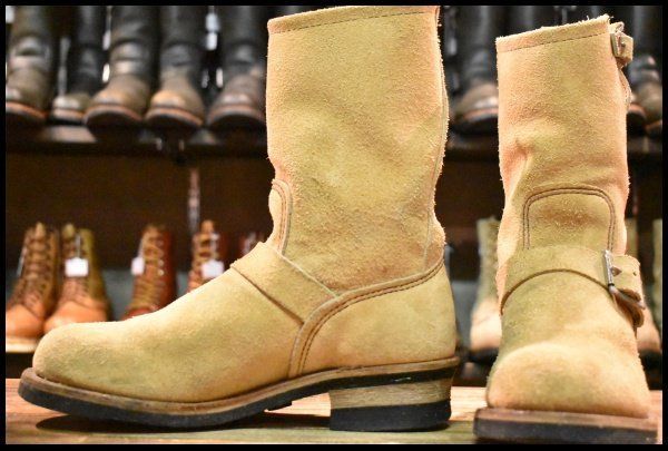 8.5D PT91プリント レッドウィング 8268 スエード エンジニア ラフアウト スチールトゥ ベージュ ブーツ redwing HOPESMORE FJ387