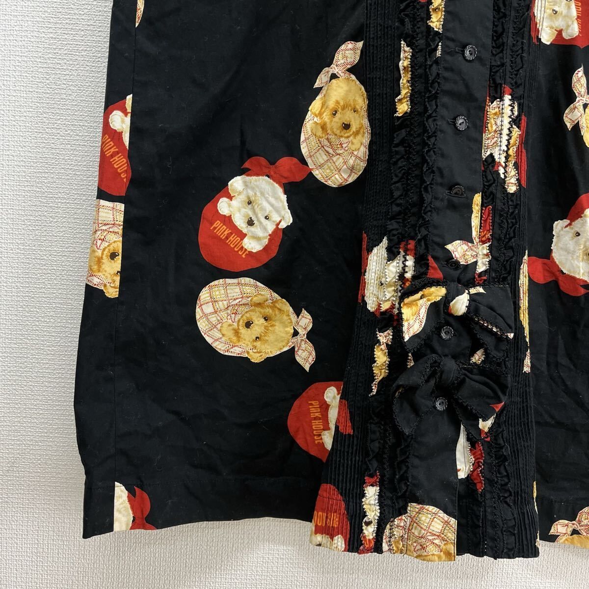 PINK HOUSE ピンクハウス 半袖ワンピース ロングワンピース 総柄 犬