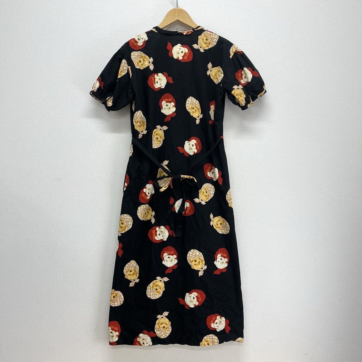 PINK HOUSE ピンクハウス 半袖ワンピース ロングワンピース 総柄 犬