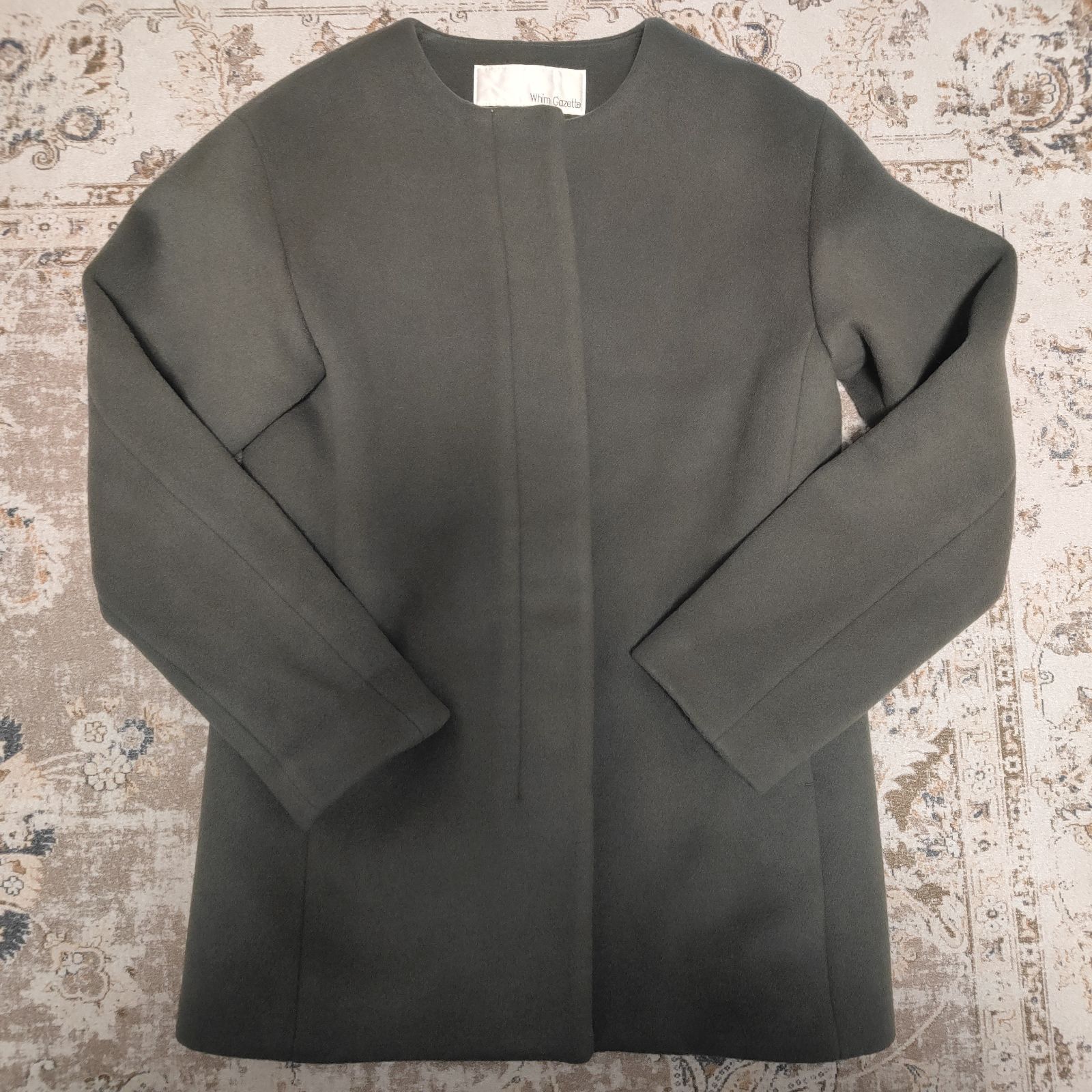 Whim Gazette ウィムガゼット ノーカラー ウールコート ノーカラー