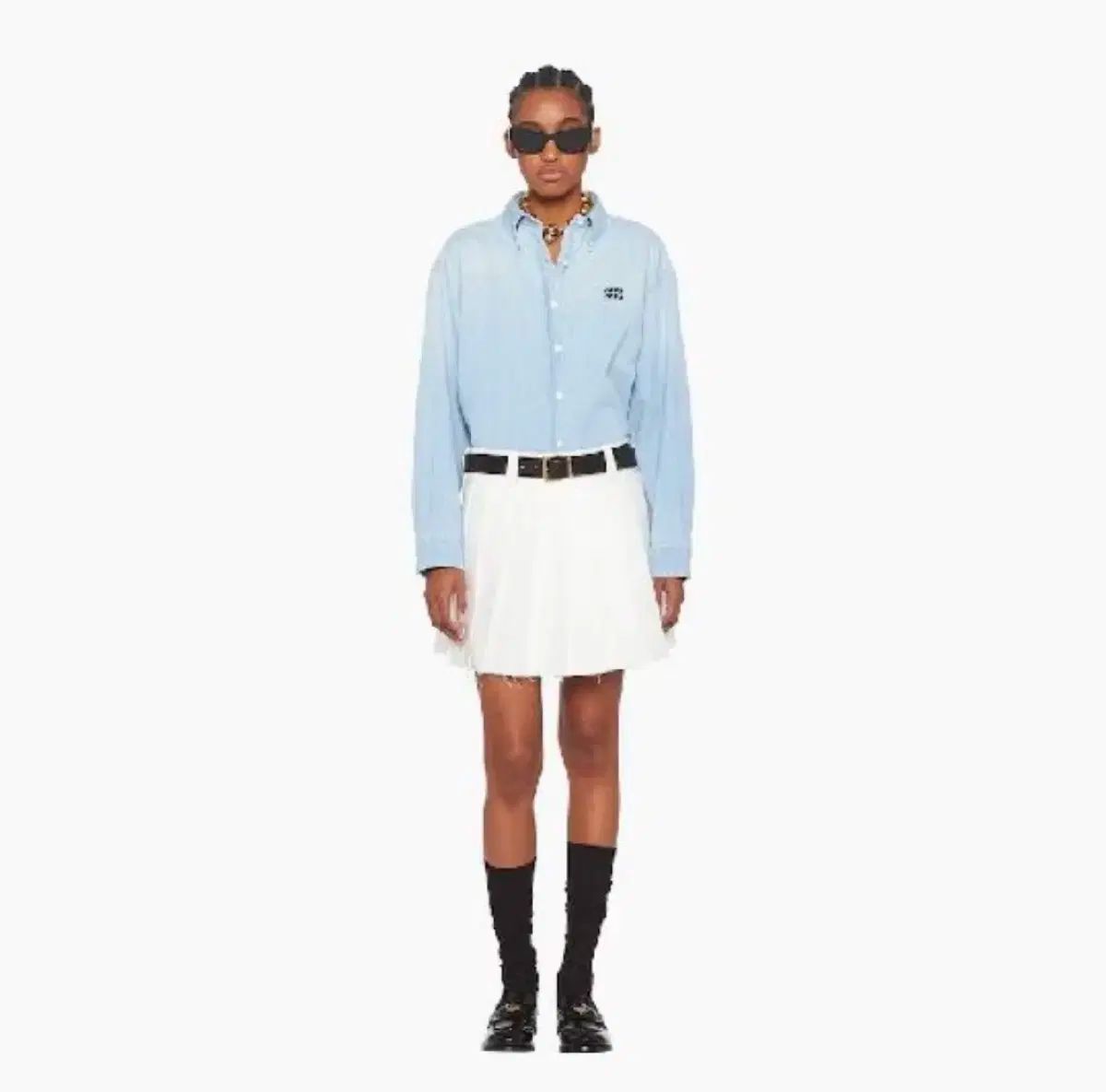 MIU MIU ミュウミュウ ロゴ シャーリング スカート