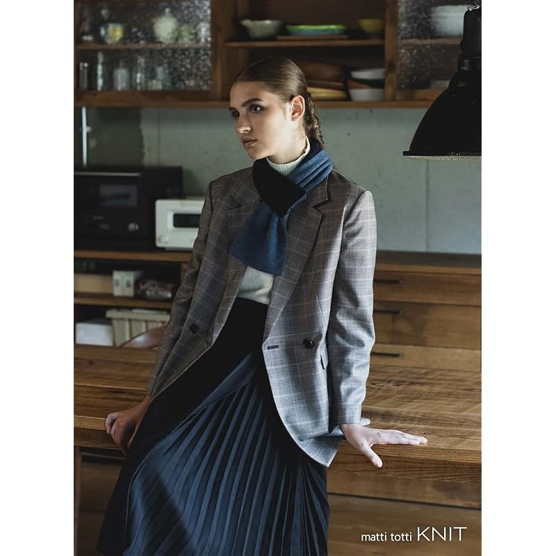 彡 matti totti KNIT カシミヤ ミニマフラー ネイビー ブルー カシミア マフラー 厚手 レディース 女性 リバーシブル カシミヤマフラー カシミアマフラー mtk 10100-239