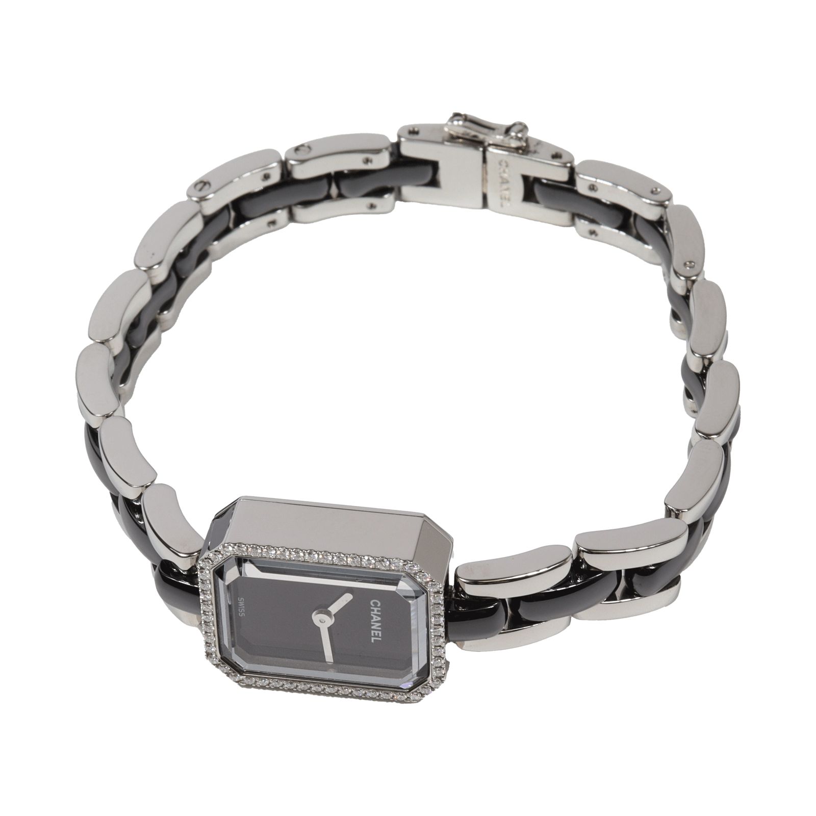半年間保証 CHANEL シャネル プルミエール ダイヤベゼル H2163 黒文字