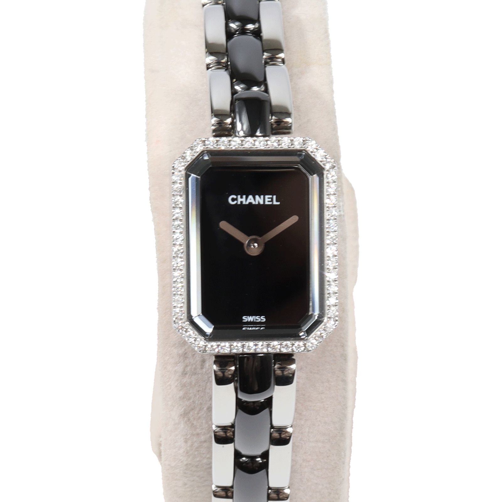 半年間保証 CHANEL シャネル プルミエール ダイヤベゼル H2163 黒文字