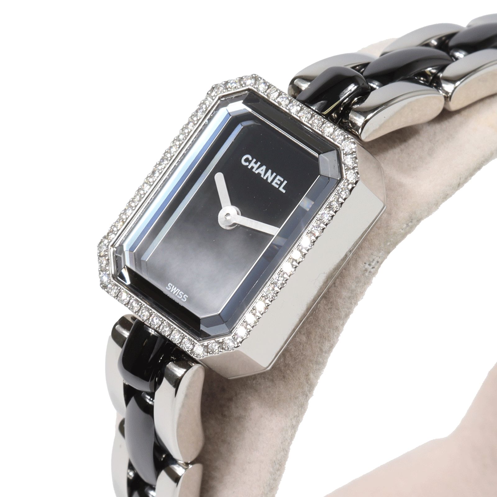 半年間保証 CHANEL シャネル プルミエール ダイヤベゼル H2163 黒文字