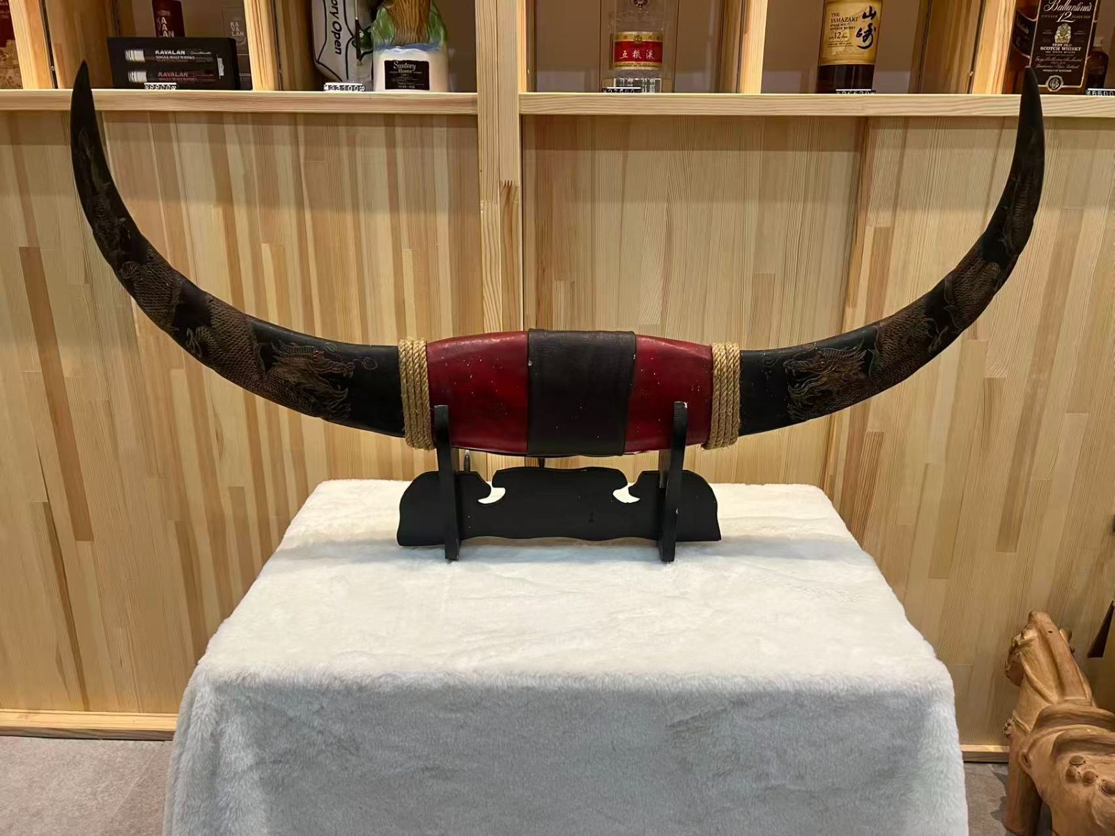 天然牛角 大型一塊 彫刻素材 工芸用 ナイフハンドル 印材