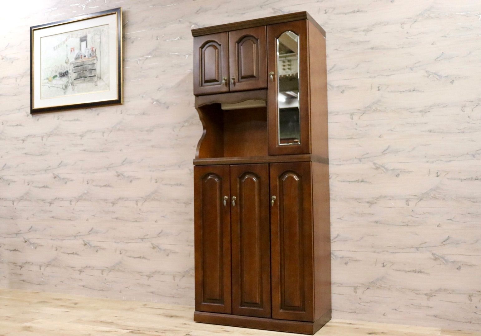 GMIH 302 karimoku カリモク 下駄箱 シューズケース 玄関 収納棚 飾り棚 キャビネット ブラウン 国産家具