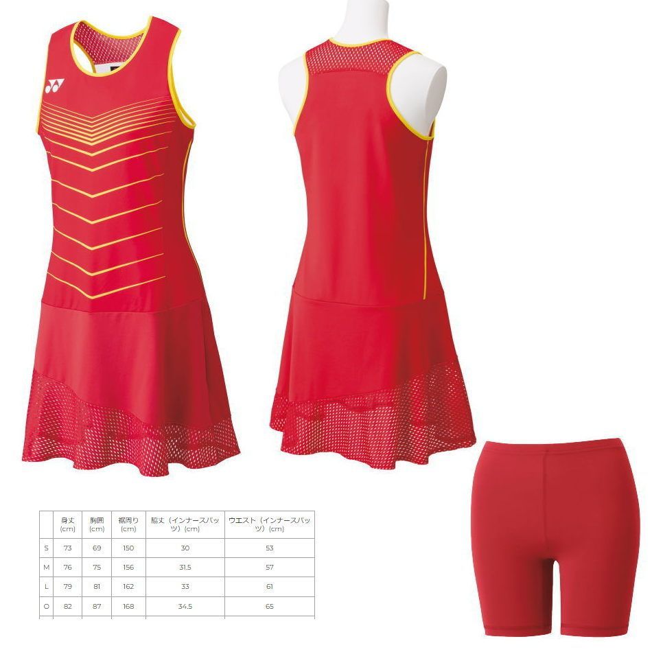 Oサイズのみ YONEX ヨネックス レディース ウィメンズ テニス バドミントン ウィメンズワンピース ルビーレッド 20593 338 O