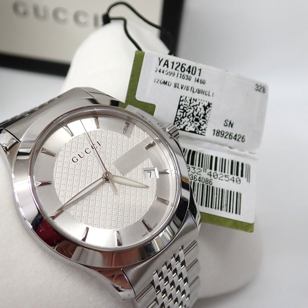Ft633171 グッチ 腕時計 G-タイムレス YA126401 シルバー シルバー文字盤 メンズ GUCCI