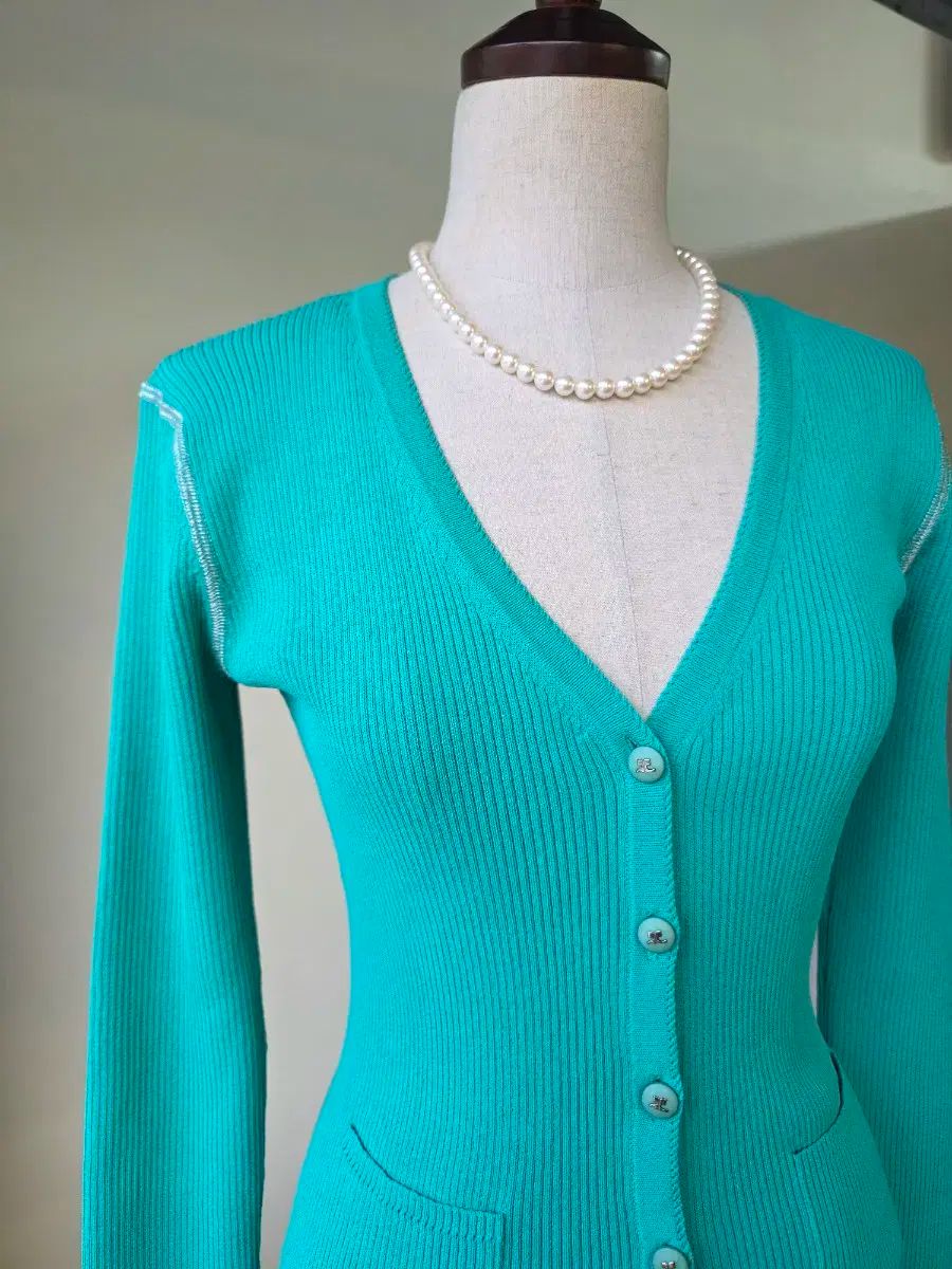 courreges クレージュ ボタン 刻印 ゴージ ニット カーディガン