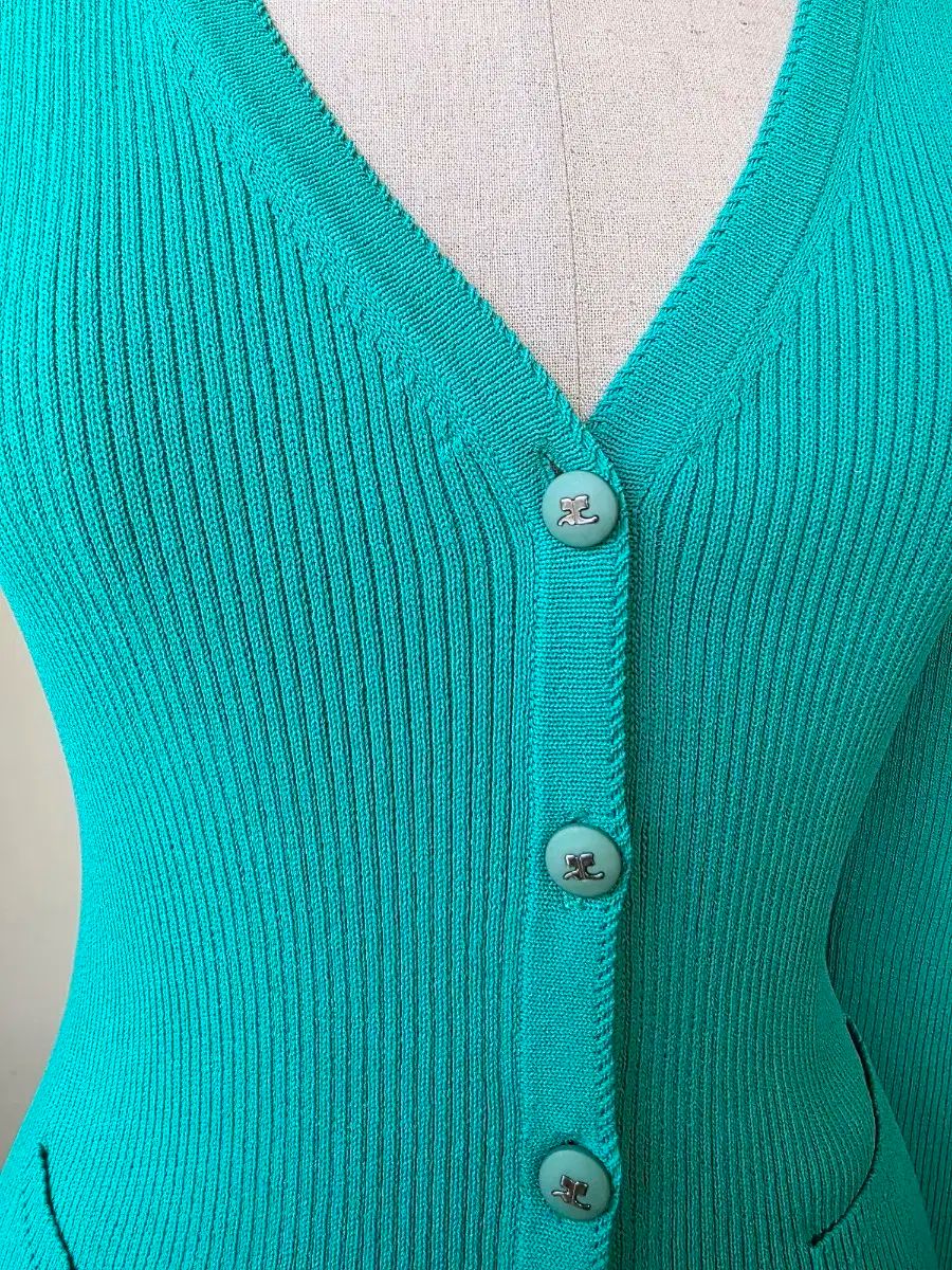courreges クレージュ ボタン 刻印 ゴージ ニット カーディガン