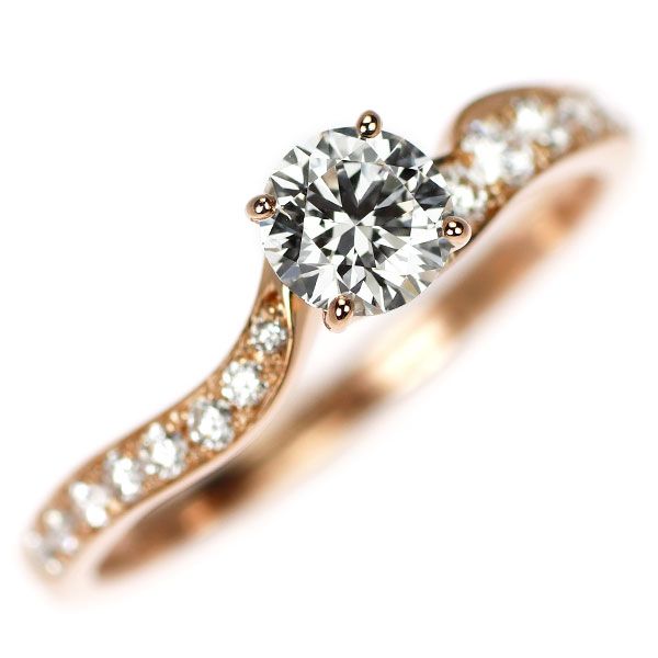 俄 K18PG ダイヤモンド リング 0.34ct F VS1 3EX 唐花 - メルカリ