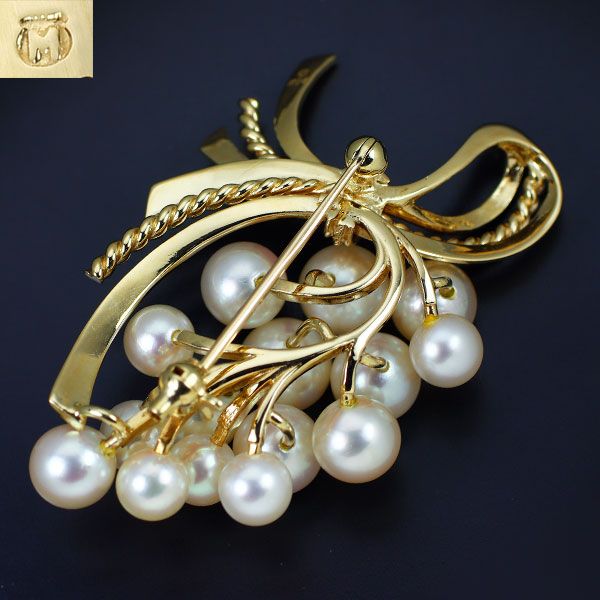ミキモト K 14 YG アコヤ真珠 ブローチ 径約5.0-6.8 mm