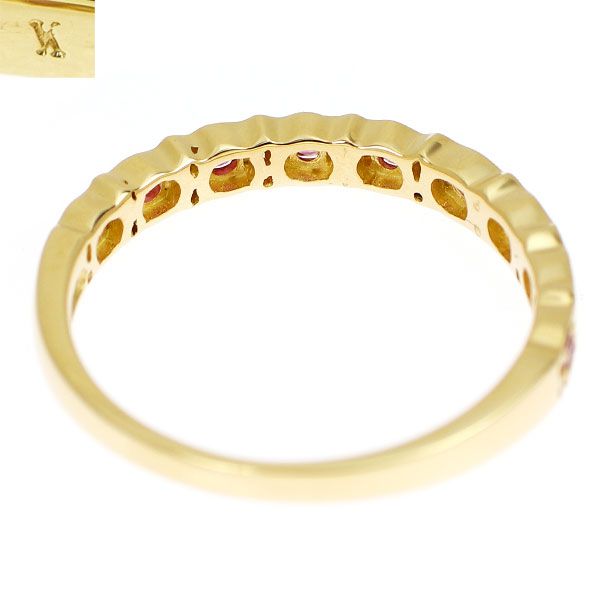 ヴァンドーム青山K18YGルビーハーフエタニティ美品10号 ヴァンドーム青山 K18YG ルビー リング ハーフエタニティ ヴァンドーム