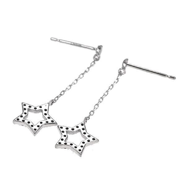 K 18 WG ダイヤモンド ピアス 0.20 ct スター