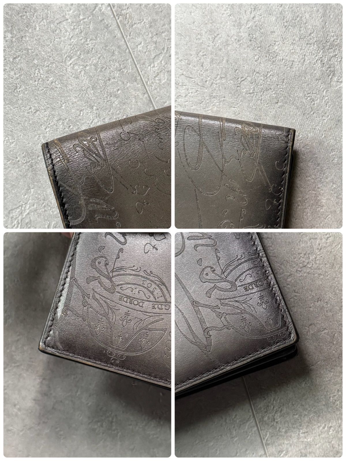 ✨美品✨　ベルルッティ　長財布　カリグラフィー　グレー Berluti ベルルッティ カリグラフィー スクリットレザー 二つ折り長