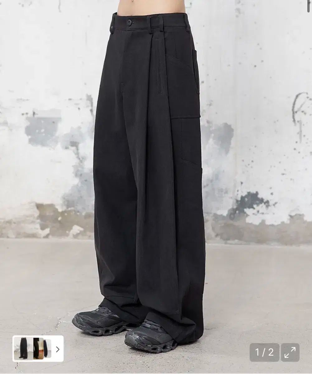 コットン ツータック パンツ ヴィンテージブラック