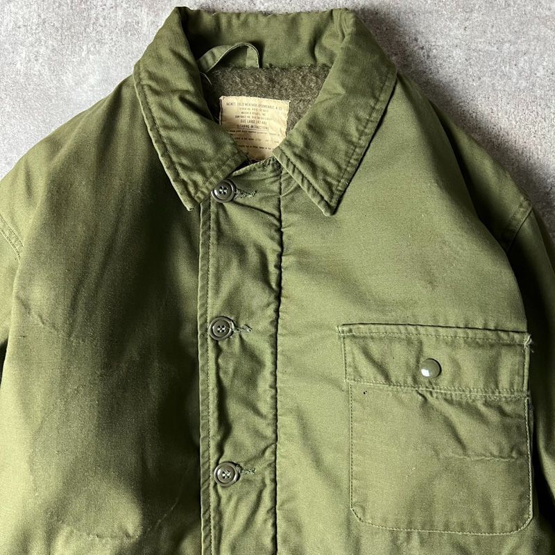 60s 69年製 US NAVY 米軍実物 A-2 デッキ ジャケット L 60年代 ビンテージ ミリタリー USN 海軍 ネイビー オリーブ グリーン