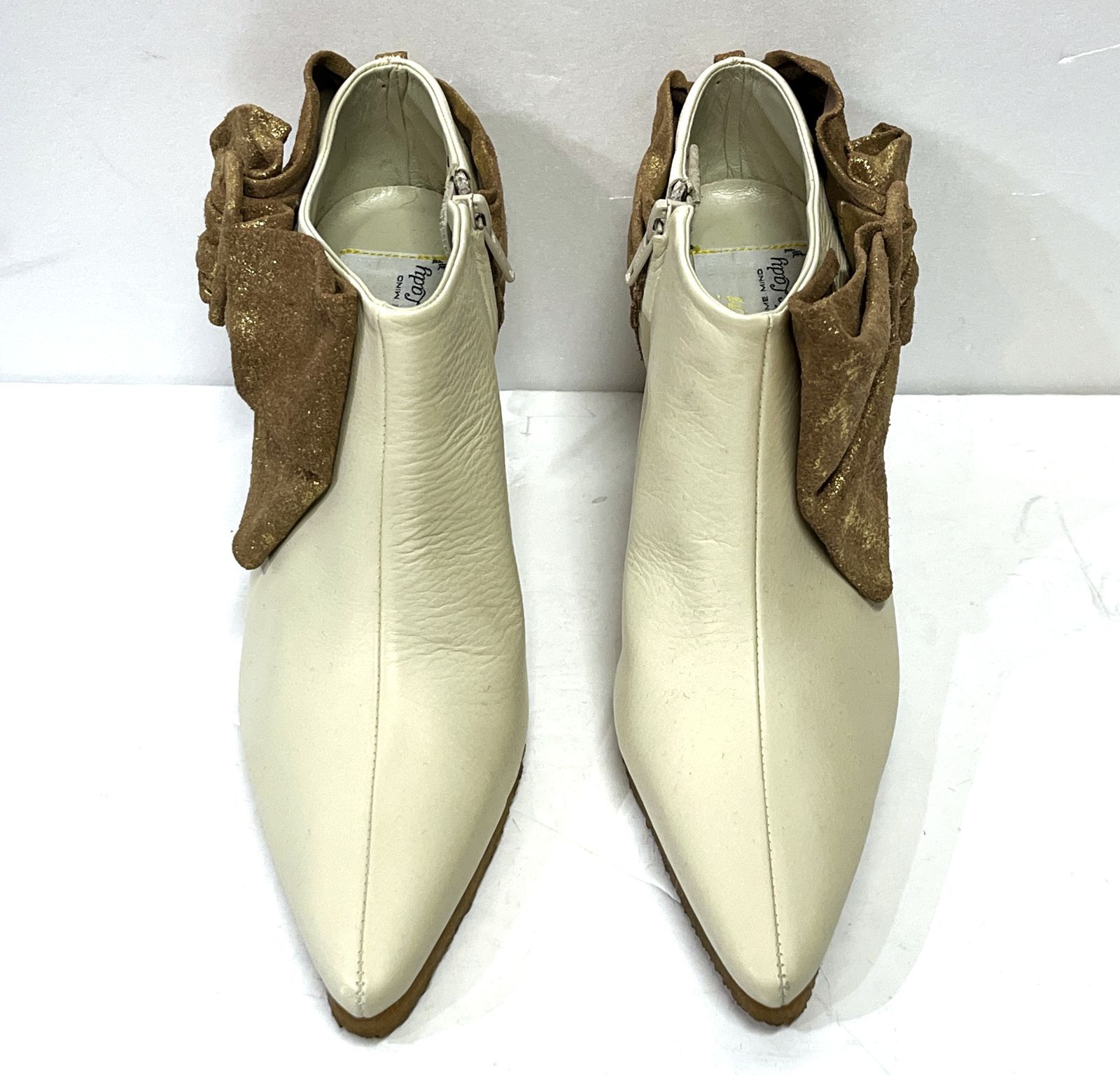 36.5 23 23.5 cm Pippi｜ピッピ リボンデザイン サイドジップ ヒール ブーティー 靴