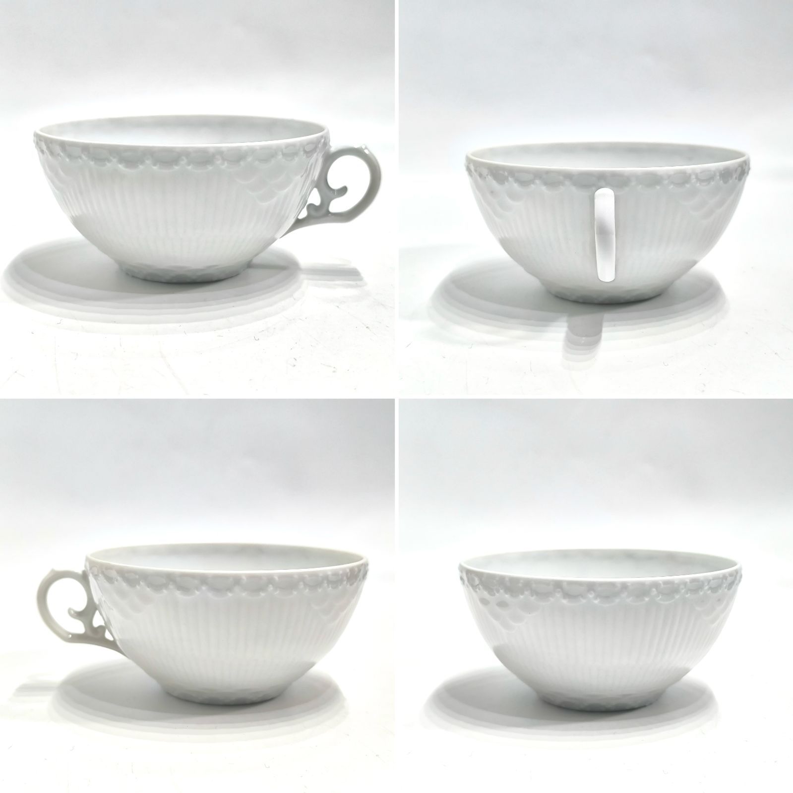 ④ ロイヤルコペンハーゲン ホワイトフルーテッド フルレース ティーカップ ソーサー ROYAL COPENHAGEN デンマーク製 フライパンセット ティーカップ ソーサー 