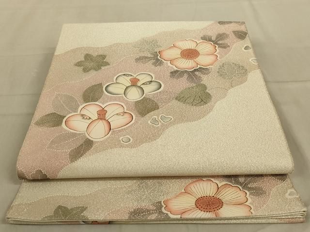 平和屋着物◎綴れ 太鼓柄袋帯 辻が花 銀糸 正絹 逸品 AABC3313ou