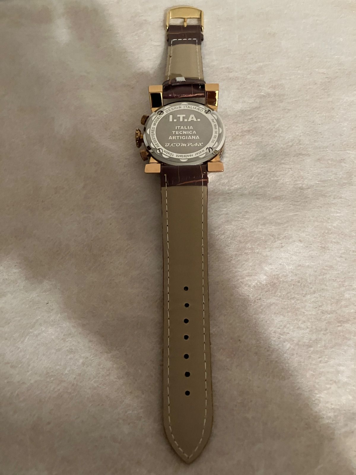  稼働 I T A ビーコンバックス 白文字盤 クロノ デイト メンズ QZ腕時計 腕時計(クォーツ) 腕時計(アナログ)