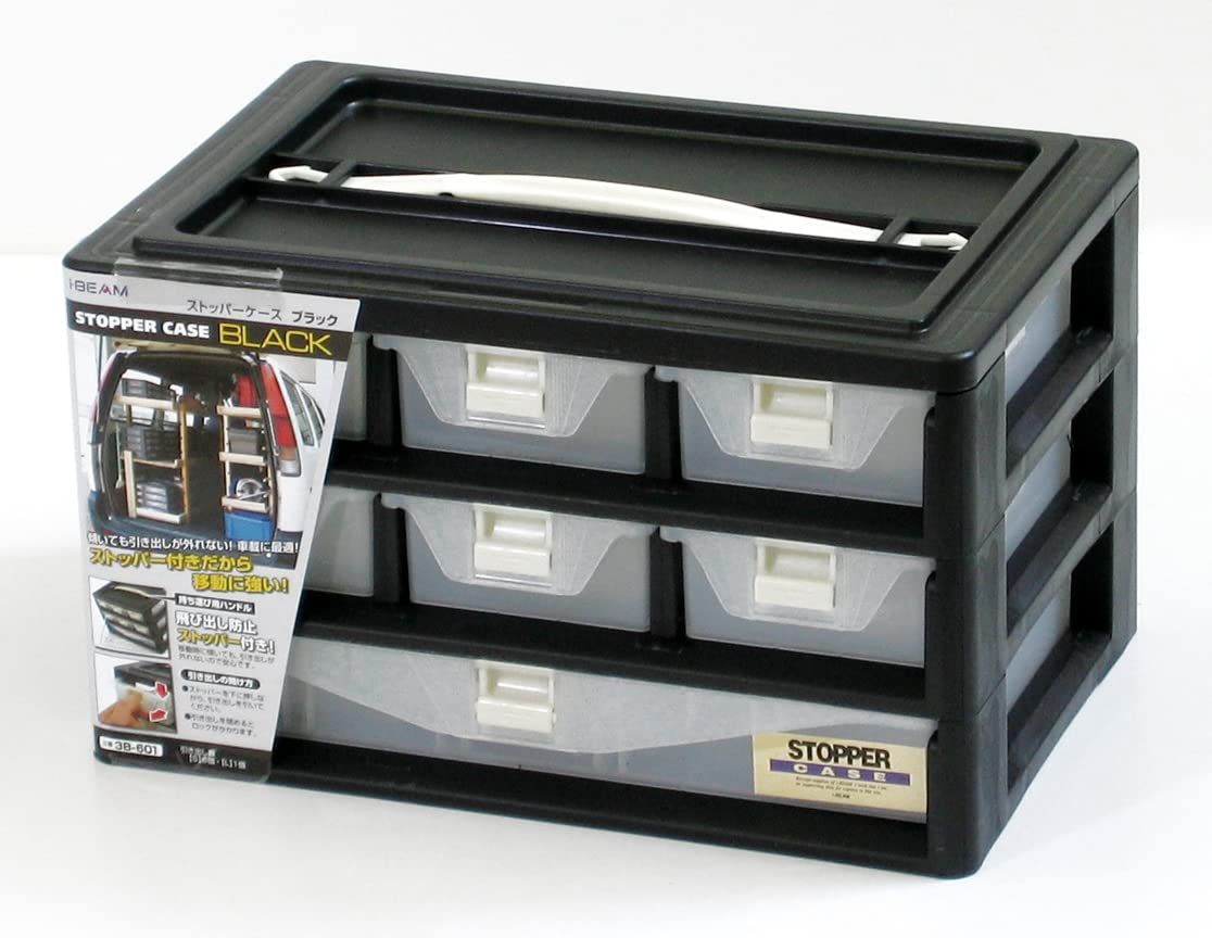 工具箱 幅29.4×奥行20×高さ17.5cm ツールボックス 3B-601 道具箱 ブラック 収納 ストッパーケース 6個セット JEJアステージ
