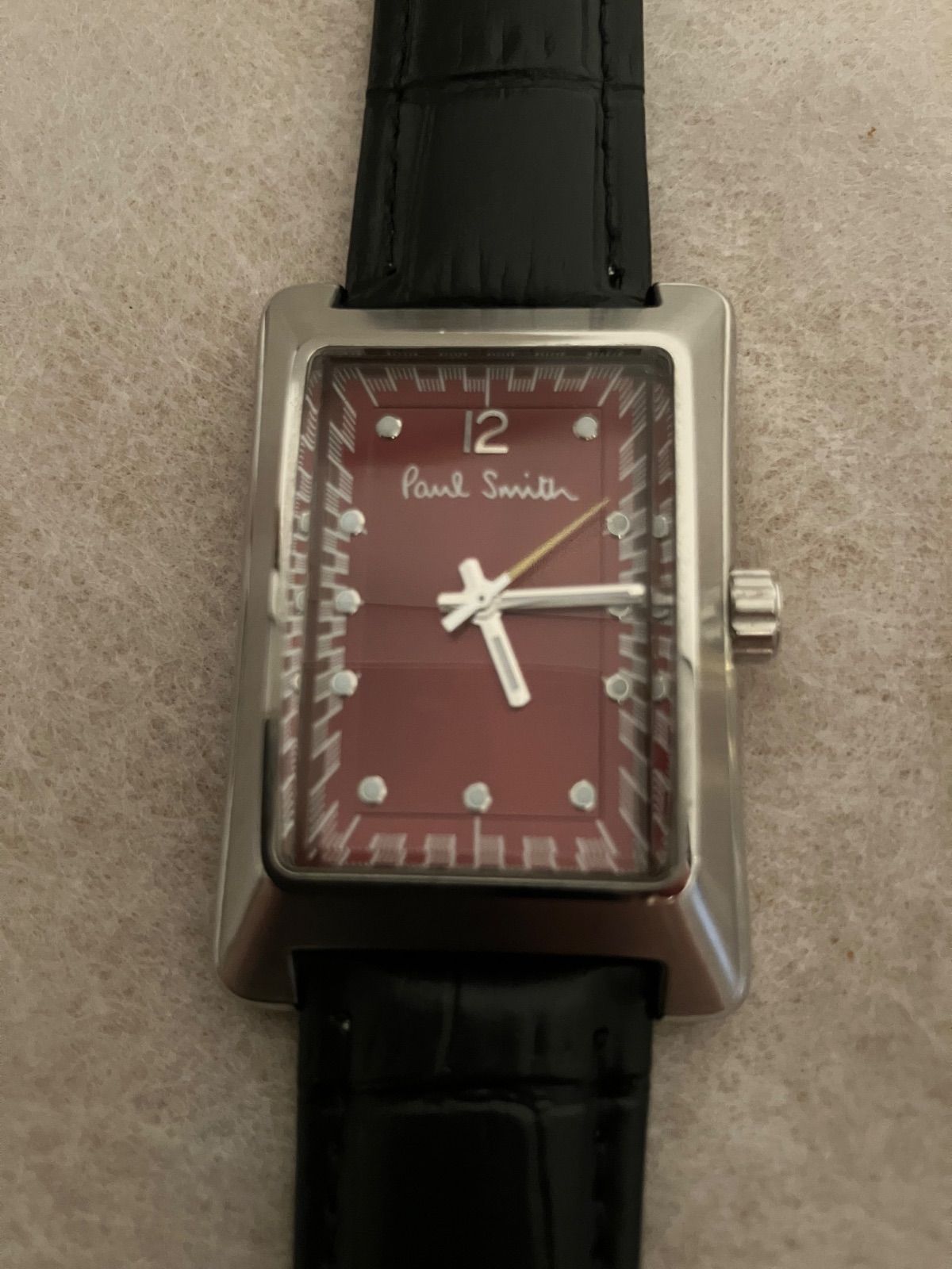 稼働 ポールスミス レッド文字盤 メンズ QZ腕時計