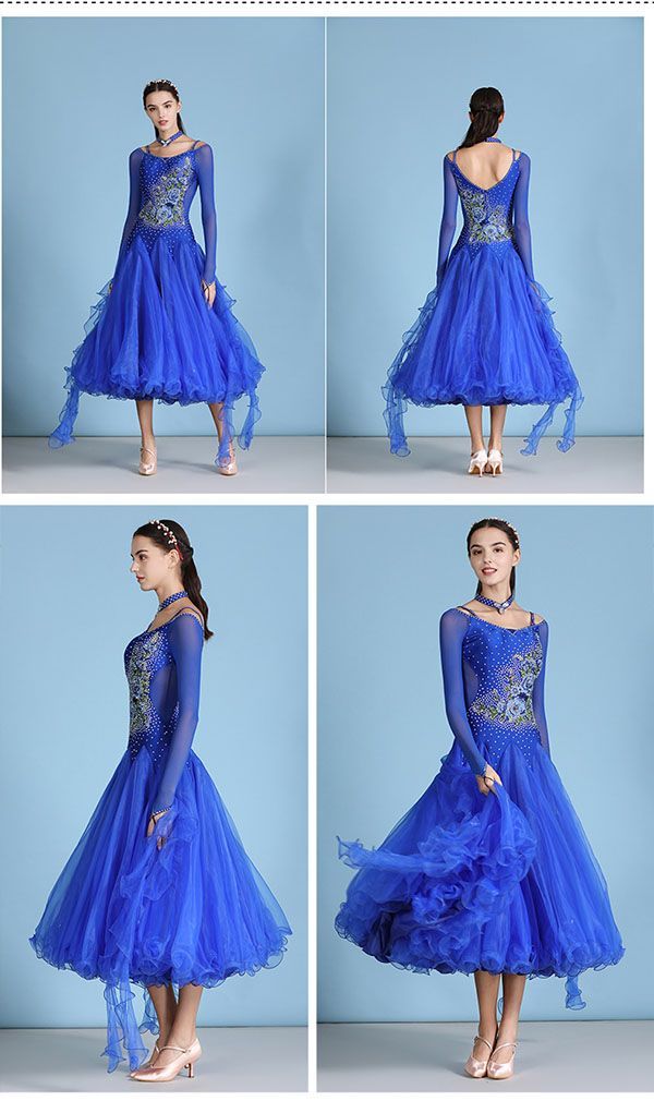 社交ダンスドレス フロート 上品 モダン ドレス 衣装 発表会 大きい裾