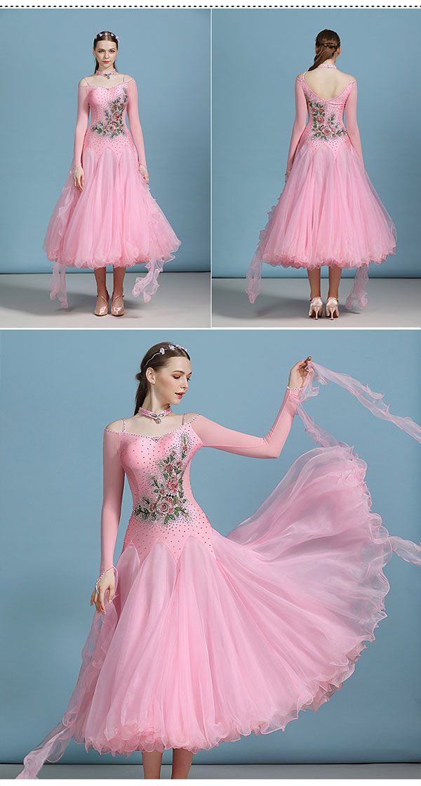 社交ダンスドレス フロート 上品 モダン ドレス 衣装 発表会 大きい裾