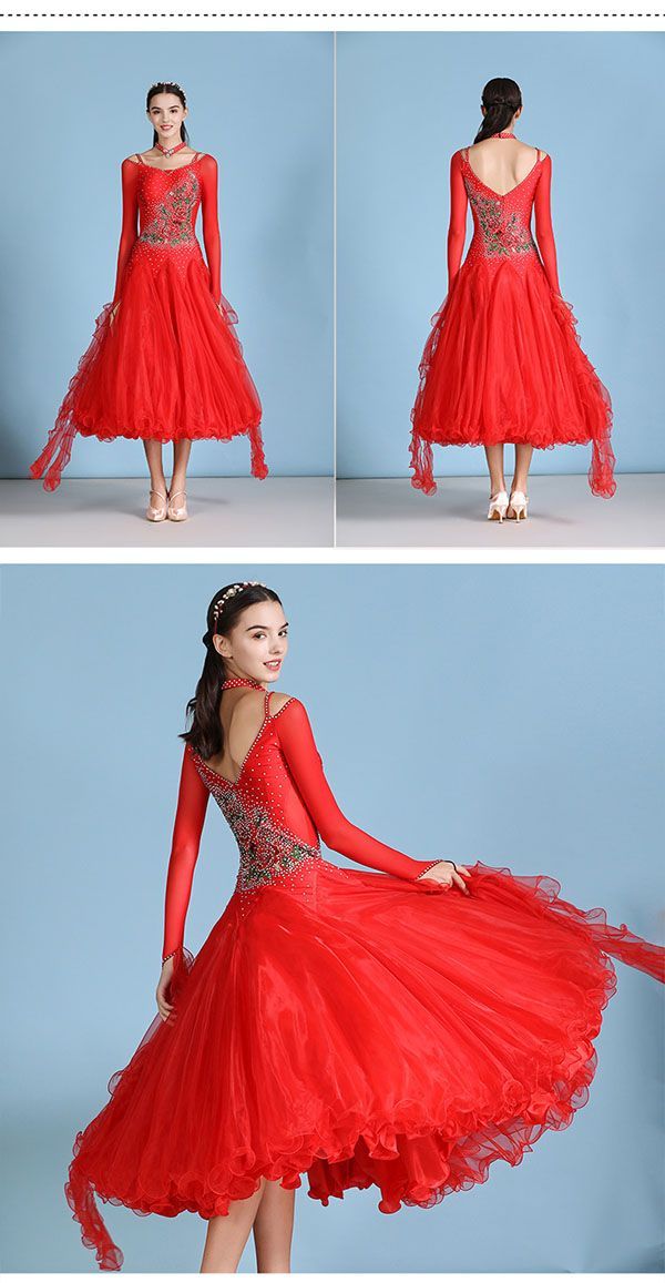 社交ダンスドレス フロート 上品 モダン ドレス 衣装 発表会 大きい裾