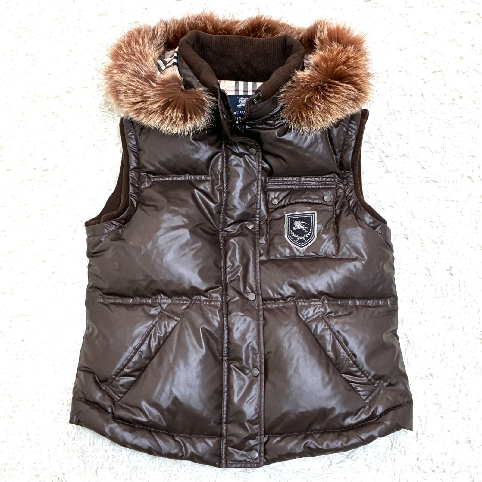 バーバリー 3 way ダウンベスト ノバチェック ブラウン 160