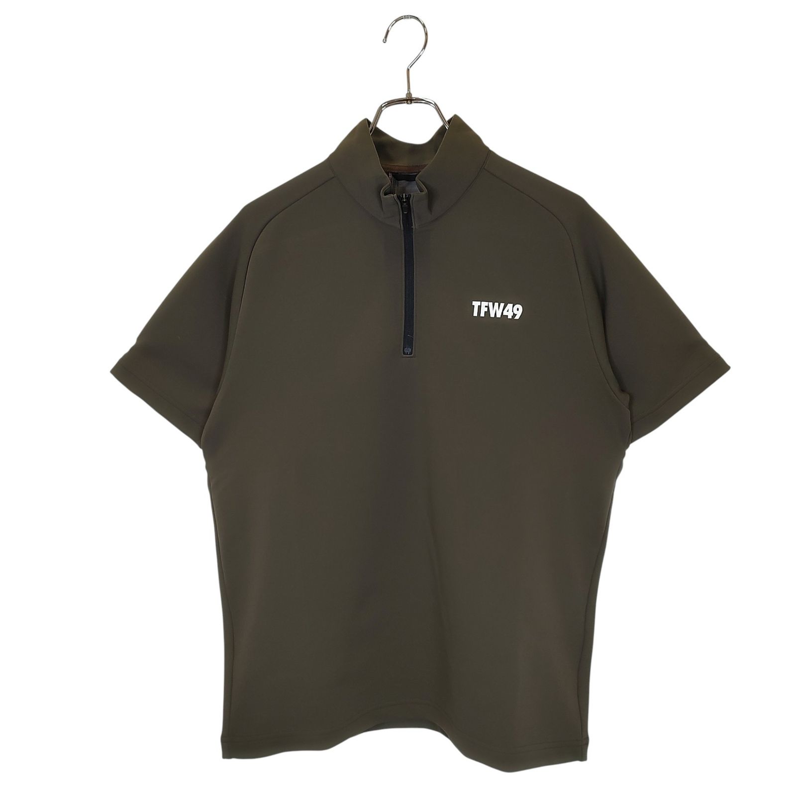 TFW 49 ティーエフダブリュー ゴルフ MOCK NECK HALF ZIP モックネック ハーフジップ 半袖 Tシャツ L カーキ グレー メンズ