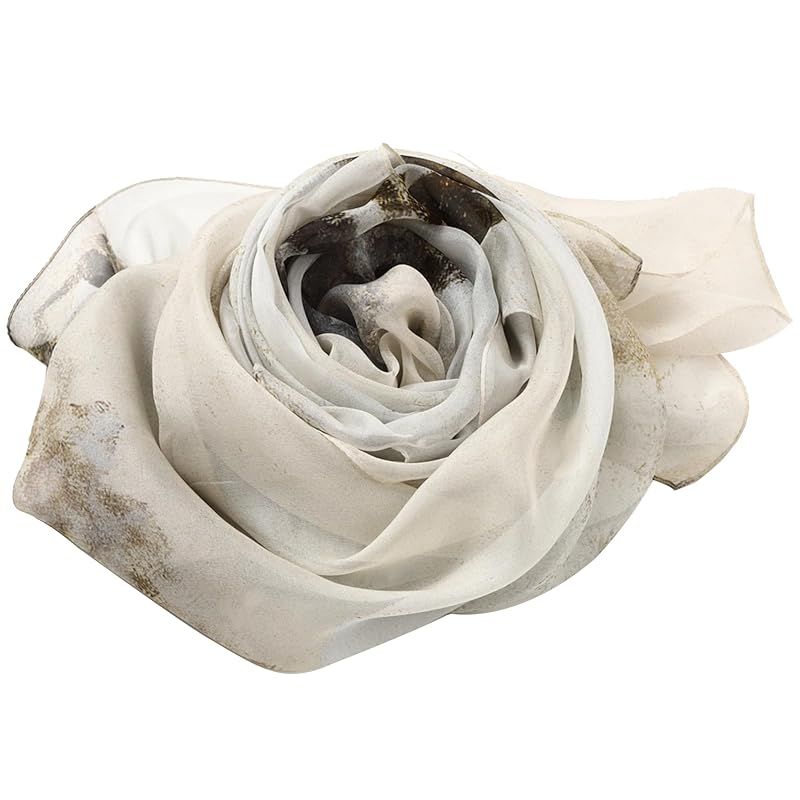 彡 Anemos シルク 100% 印象派 クロード モネ オンフルールの雪の道 シフォンシルク 大判 名画 ストール ギフト