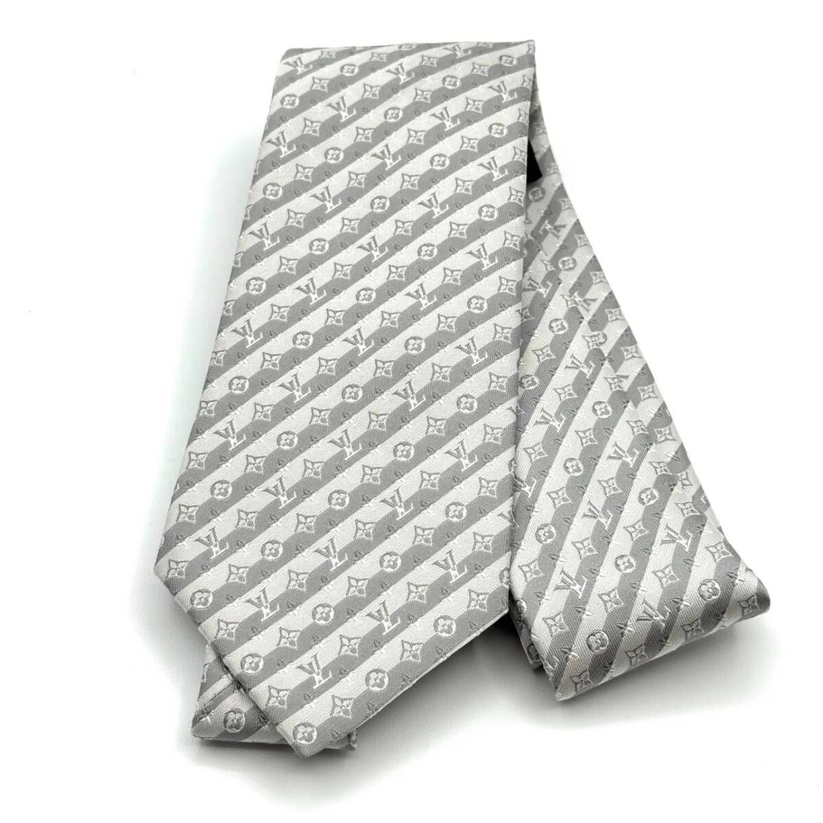 美品 LOUIS VUITTON ヴィトン ネクタイ マイクロダミエ マリーヌ 極美