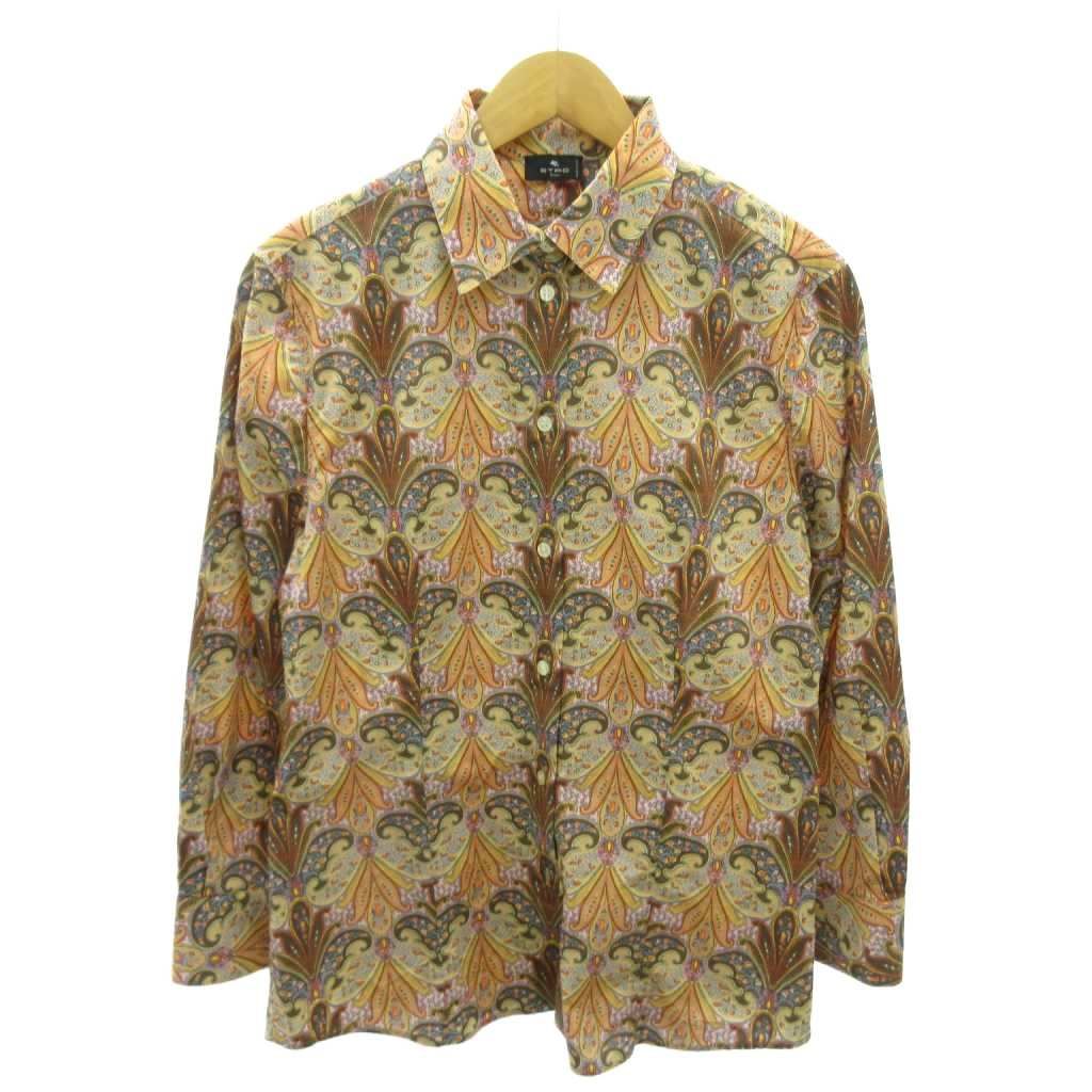 エトロ ETRO 美品 シャツ ペイズリー柄 長袖 44 オレンジ系 1108
