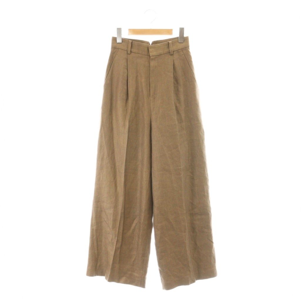 プルミエアロンディスモン 1er Arrondissement 25SS リネンツイルトラウザー パンツ ワイドパンツ 36 モカ DF OS