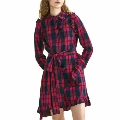 マージュ アシンメトリー フリル チェック ONE PIECE 1サイズ