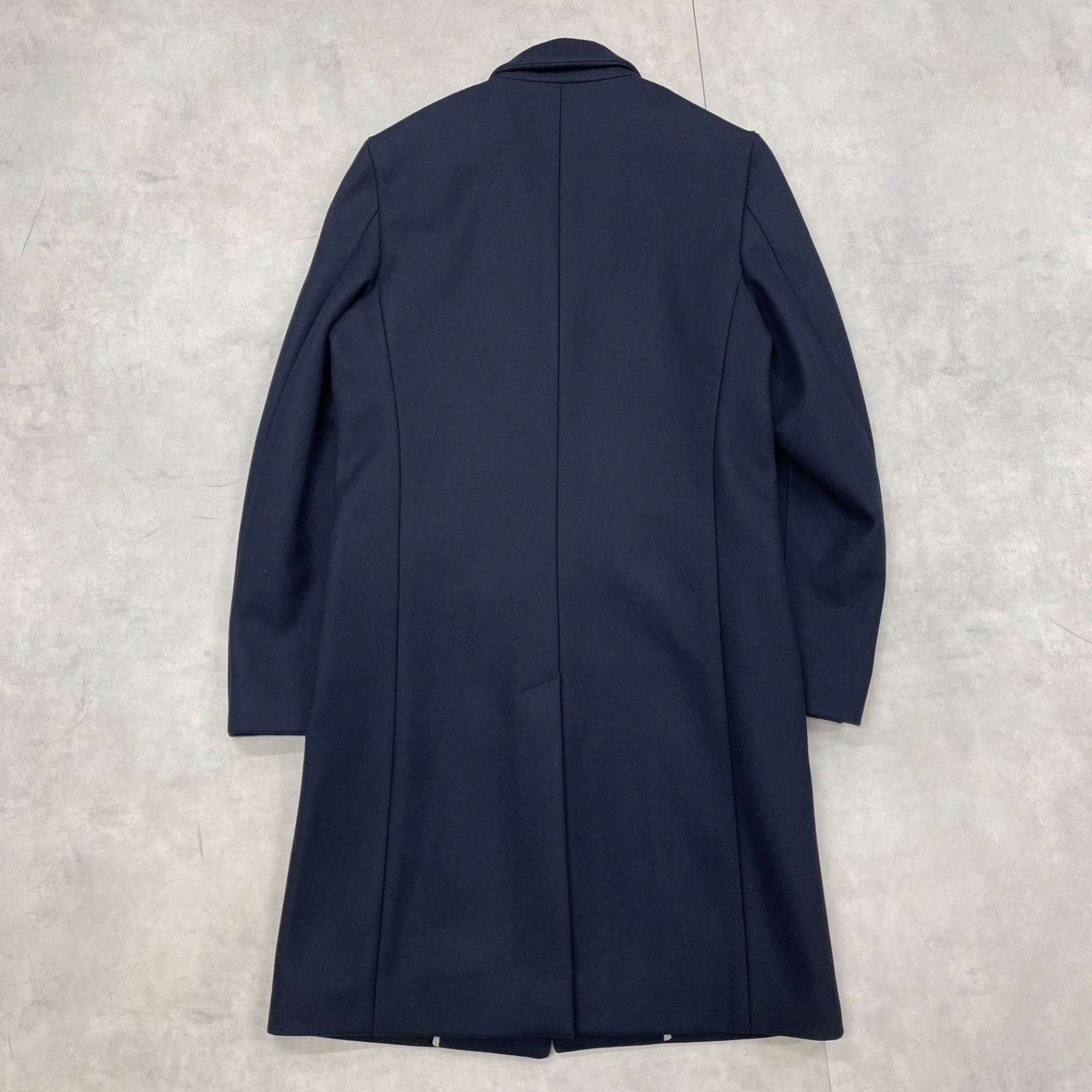 ANDREA POMPILIO アンド ポンピリオ チェスターコート ロング メルトンウール 比翼 ウール カシミヤ ネイビー イタリア製 メンズ 46