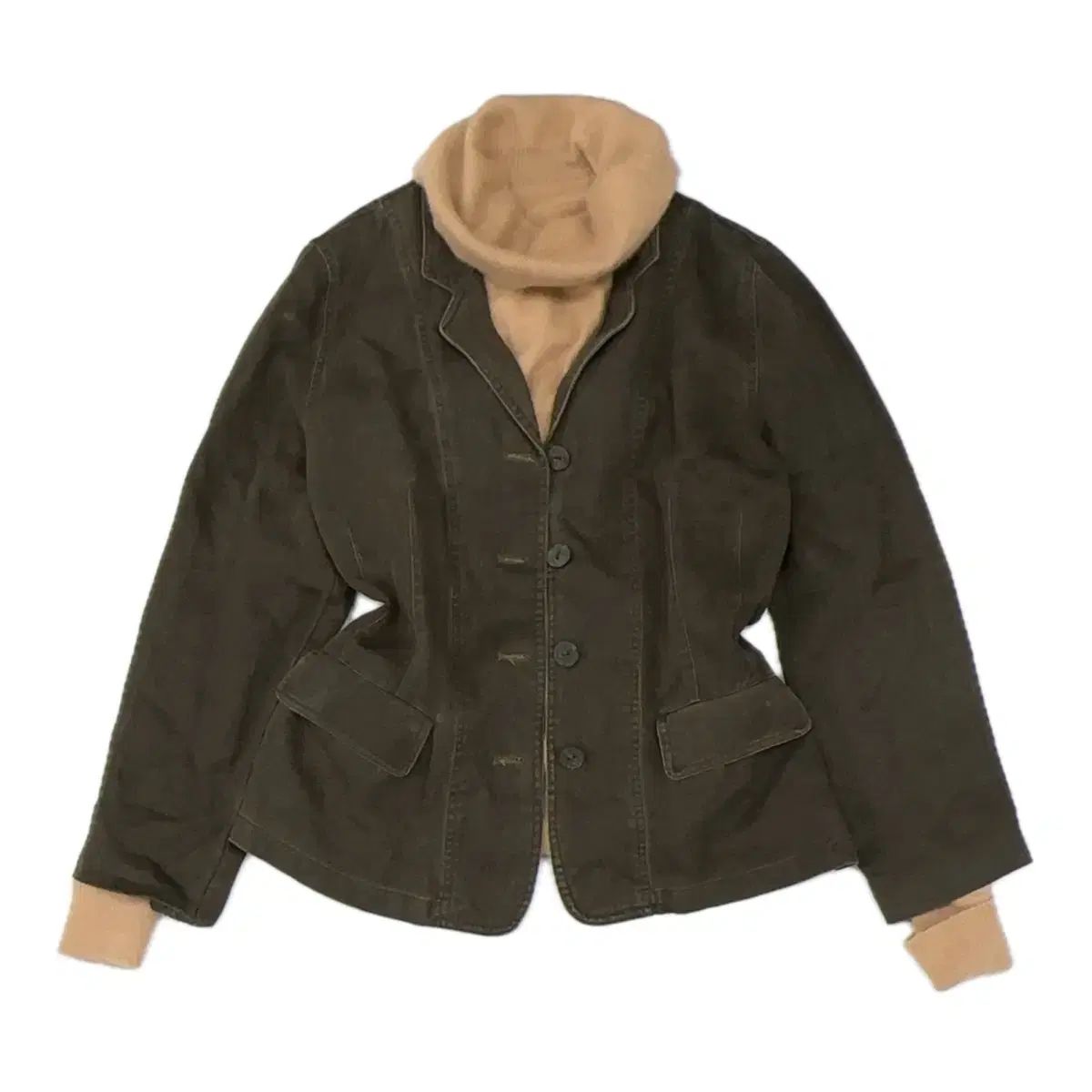 日本 ヴィンテージ 秋 森ガール さつまいも ムード ジャケット スカート ロング丈 ブラウン コーディネートセット